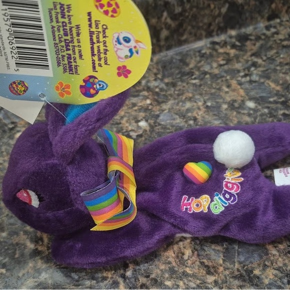 Lisa Frank Purple Stuffed Bunny with Blue Ears - Picture 6 of 10